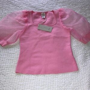 Joie pink puff sleeve small top
